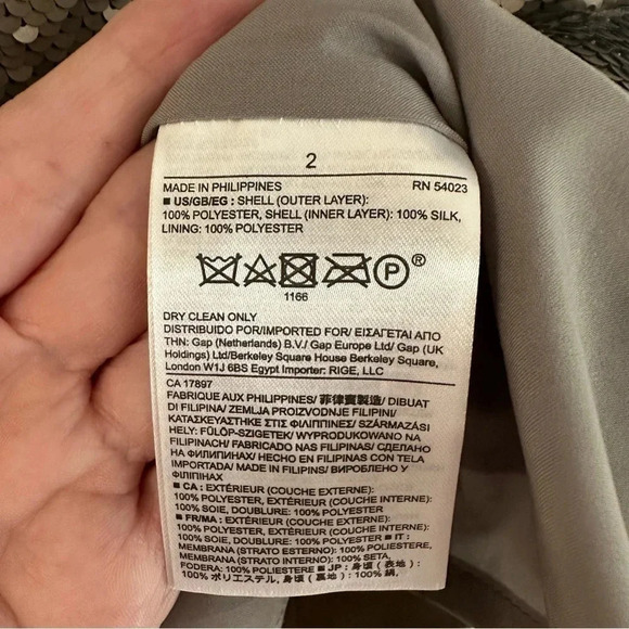 Banana Republic Champagne Sequin Silk Underlay Dress with Straps Size 2 NWT - Picture 6 of 11